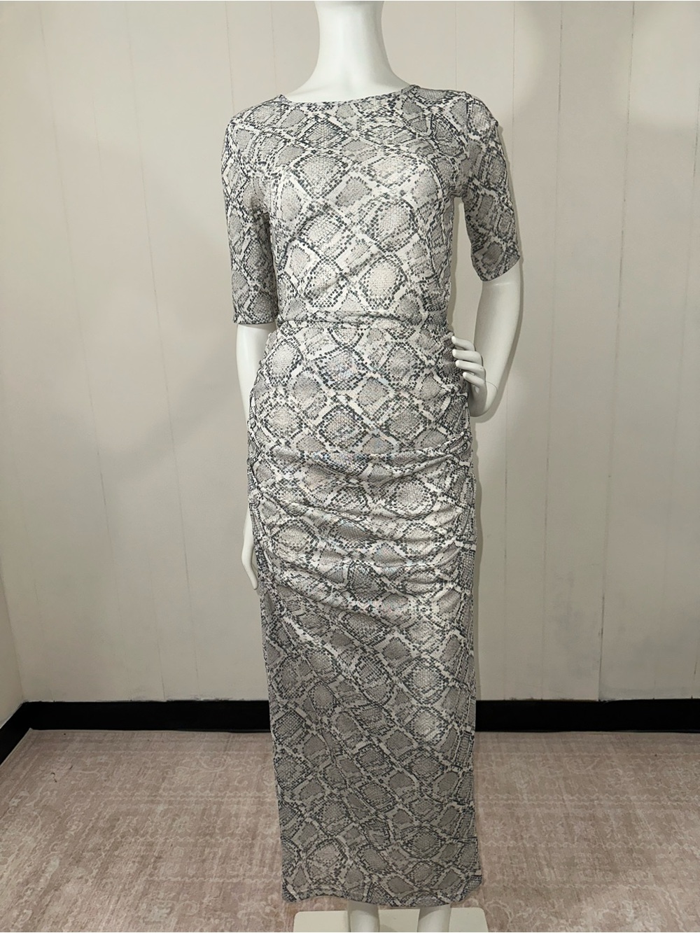 LOFT Versa Snake Print Ruched Maxi Skirt